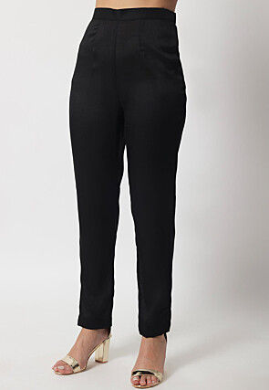 Plain Dupion Silk Pakistani Suit in Black