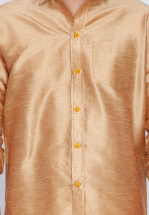 Plain Dupion Silk Shirt in Beige