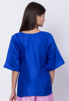 Plain Dupion Silk Top in Royal Blue