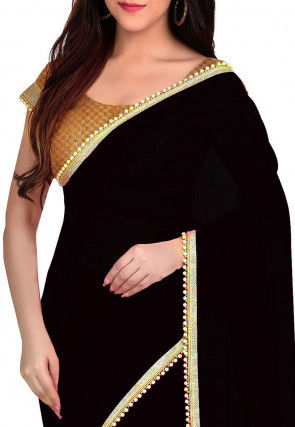 Plain Georgette Saree in Black