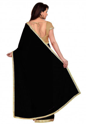 Plain Georgette Saree in Black