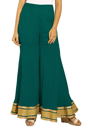 Plain Georgette Sharara in Teal Blue