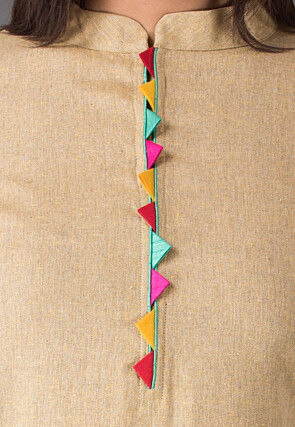 Plain Linen Cotton Straight Suit in Beige