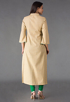 Plain Linen Cotton Straight Suit in Beige