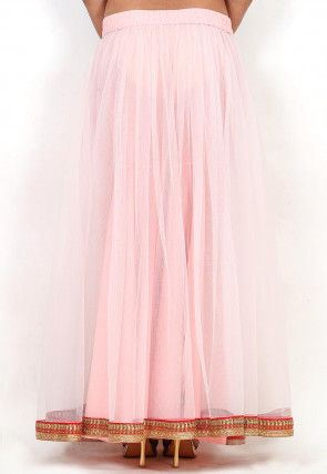 Plain Net Sharara in Baby Pink