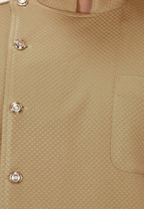 Plain Quilted Scuba Dhoti Kurta in Beige