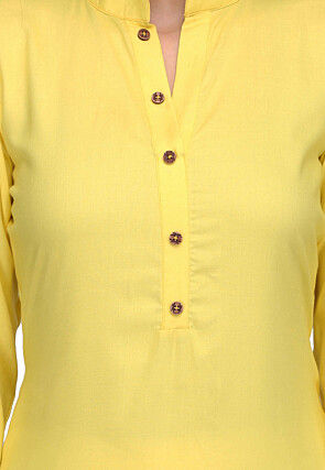 Plain Rayon Kurta in Yellow