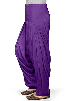 Plain Rayon Patiala in Violet