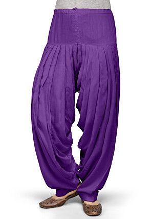 Plain Rayon Patiala in Violet