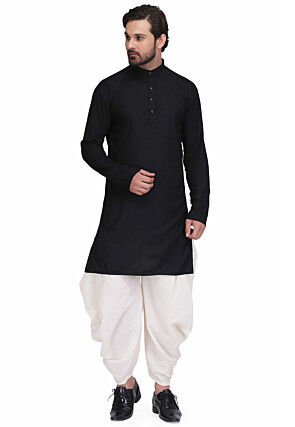 Plain Rayon Straight Kurta in Black