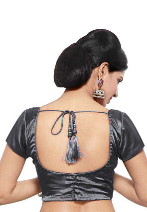 Plain Satin Blouse in Grey