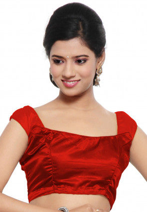 Plain Satin Blouse in Red : DBU498