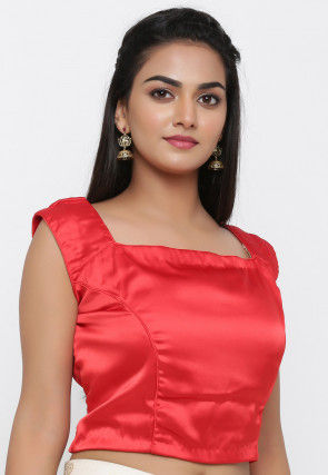 Plain Satin Blouse in Red