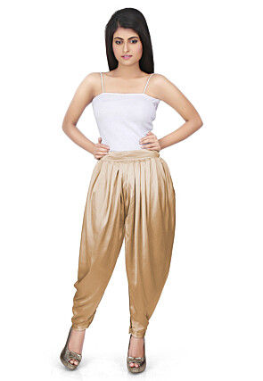 Plain Satin Dhoti Pant in Beige
