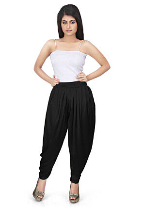 Plain Satin Dhoti Pant in Black