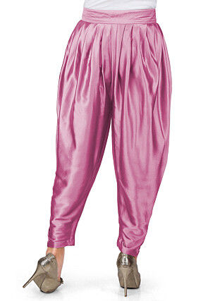 Plain Satin Dhoti Pant in Pink