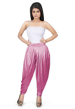 Plain Satin Dhoti Pant in Pink