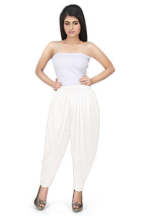 Plain Satin Dhoti Pant in White