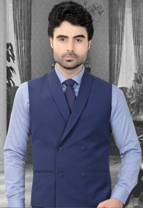 Plain Terry Rayon Suit in Dark Blue