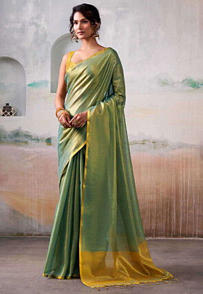 Woven Tissue Silk Saree in Light Green