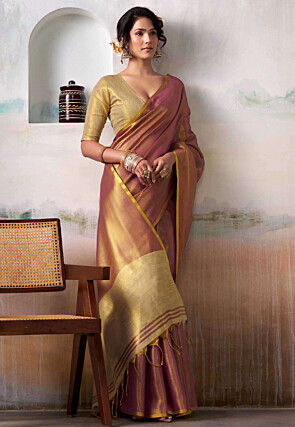 Woven Tissue Silk Saree in Pruple
