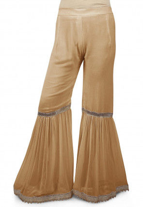 Pleated Georgette Sharara in Beige