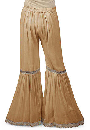 Pleated Georgette Sharara in Beige