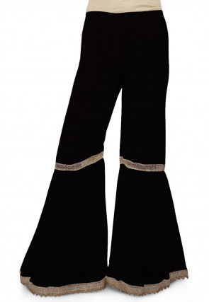 Pleated Georgette Sharara in Black