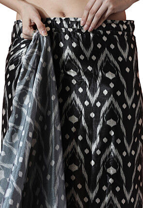 Pre Stitched Chinon Chiffon Saree in Black