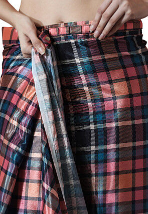 Pre Stitched Chinon Chiffon Saree in Multicolor