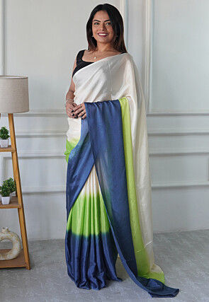 Pre Stitched Chinon Chiffon Saree in Multicolor
