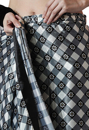 Pre Stitched Chinon Chiffon Saree in White and Grey