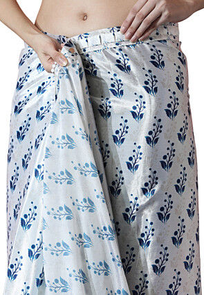 Pre Stitched Chinon Chiffon Saree in White