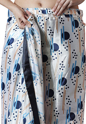 Pre Stitched Chinon Chiffon Saree in White