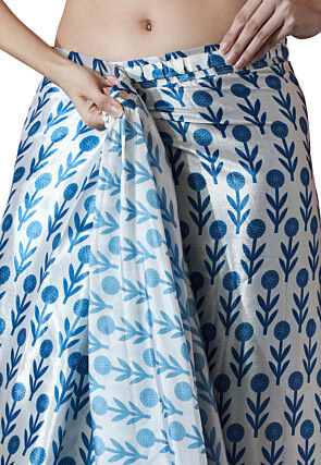 Pre Stitched Chinon Chiffon Saree in White