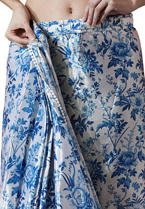 Pre Stitched Chinon Chiffon Saree in White