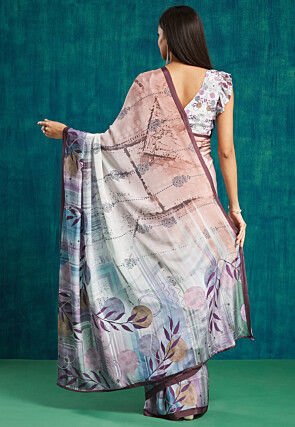 Pre-Stitched Crepe Saree in Multicolor