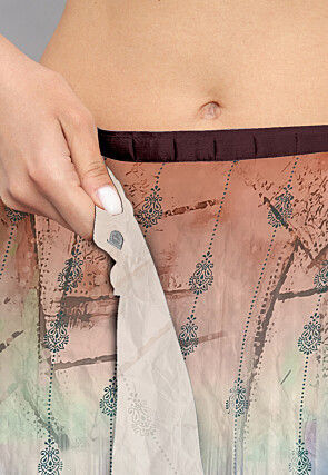 Pre-Stitched Crepe Saree in Multicolor