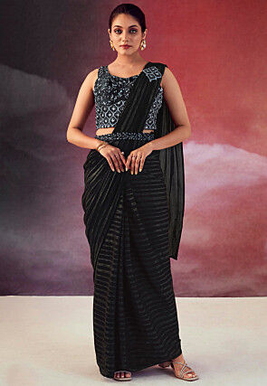 College farewell Grey georgette saree