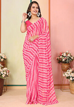 Pre Stitched Georgette Saree in Pink