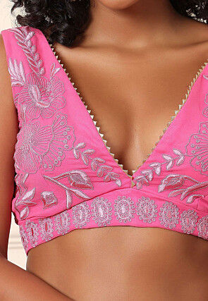 Pre Stitched Georgette Saree in Pink