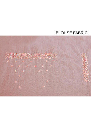 Pre Stitched Net Saree in Peach