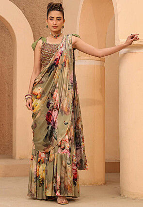 Buy Designer Satin Silk Saree Endless Color Option Bridal Bridesmaids Wear Sari  Blouse Party Wear Satin Saree Stitched Blouse&pre-draped Online in India 