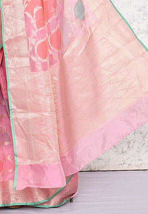 Pre-stitched Banarasi Silk Saree in Pink