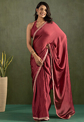 Pre-stitched Chiffon Saree in Maroon