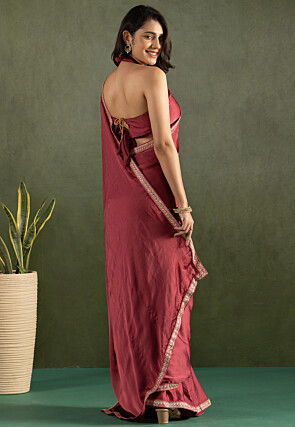 Pre-stitched Chiffon Saree in Maroon