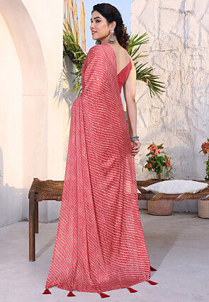 Pre-Stitched Chiffon Saree in Pink
