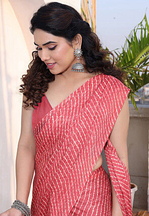 Pre-Stitched Chiffon Saree in Pink