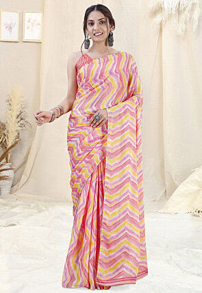 Pre-stitched Chiffon Saree in Pink
