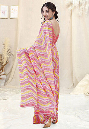 Pre-stitched Chiffon Saree in Pink